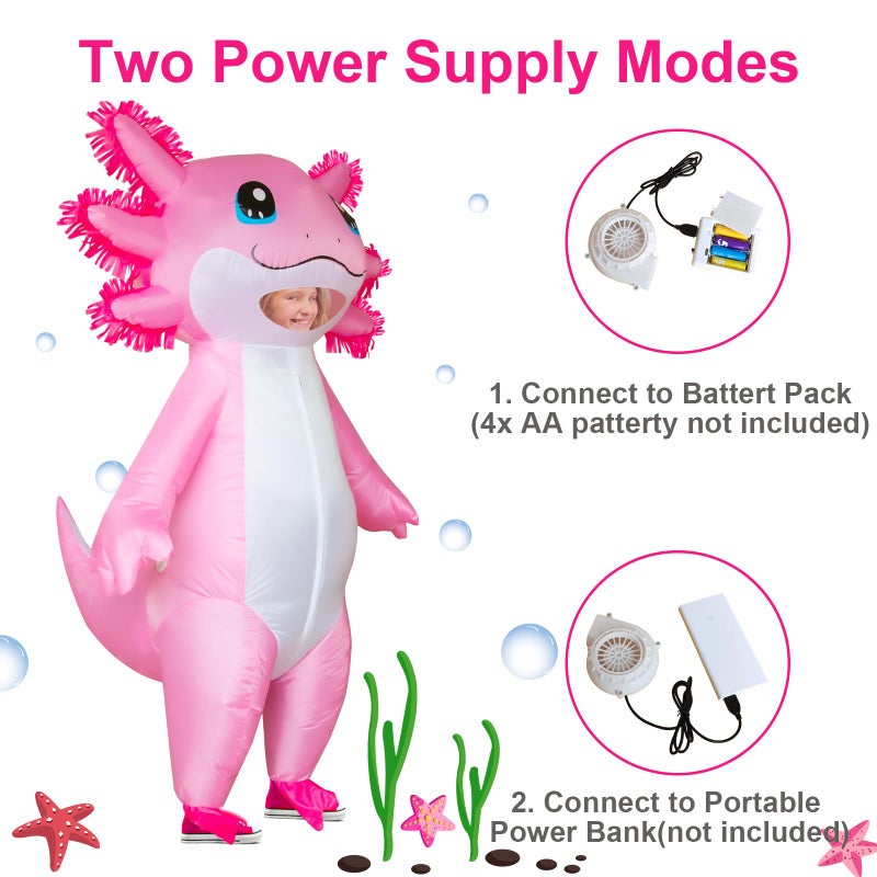Stegosaurus Inflatable Axolotl Costume for Kids Halloween Kid Blow Up Costume Deluxe Pink Costumes for Girls Boys Cosplay Party - Image 5